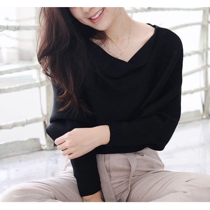 MDLV ~ Batwing Rajut Atasan Blouse Batwing Rajut Fashion Wanita