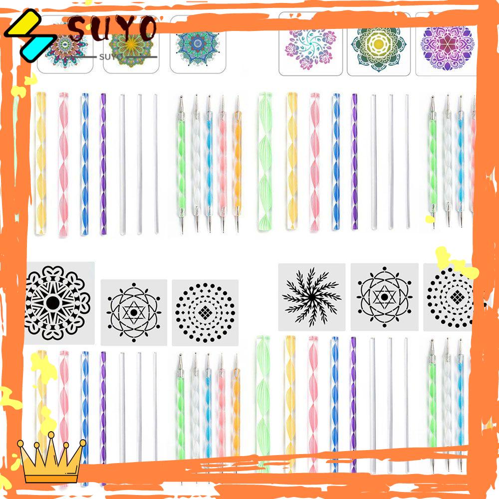 Suyo 16Pcs / set Alat Dotting Mandala DIY Bahan Keramik