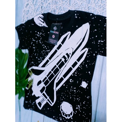 COD FREE ONGKIR terlaris kaos oshBOSS anak roket hitam usia 1-7 tahun-3