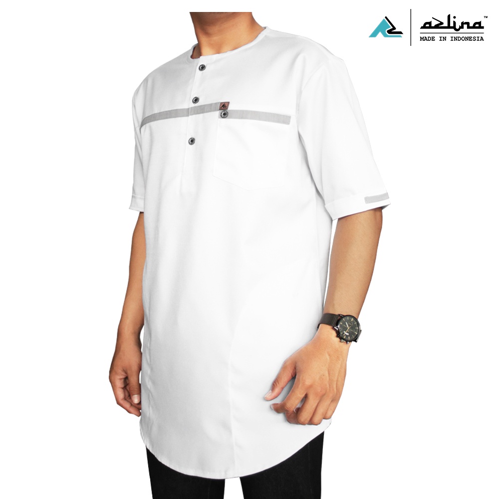 AZLINA Baju Koko KURTA pakistan Toyobo Polos Lengan Pendek Baju pria muslim TERBARU|bisa (COD)