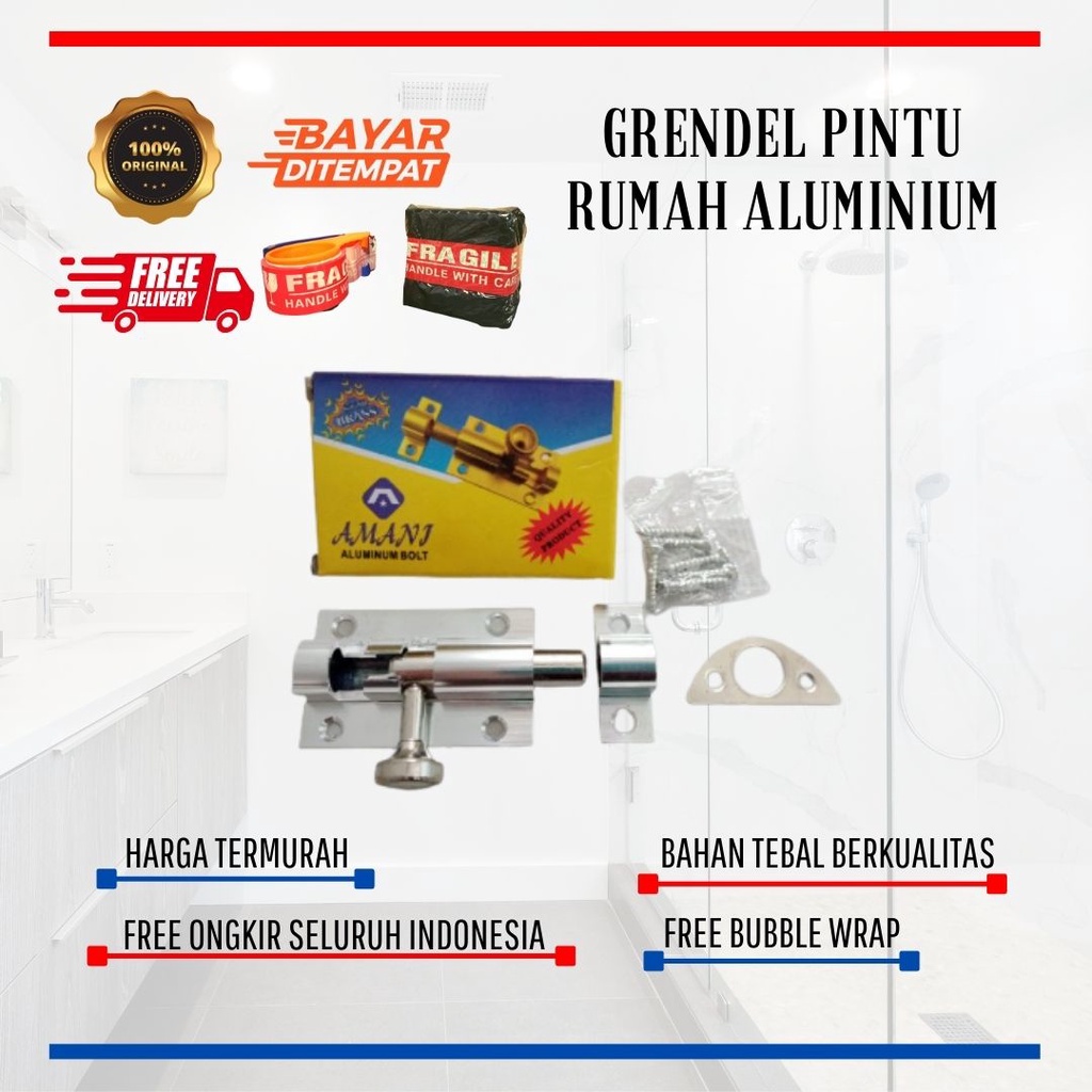 Grendel Pintu Rumah / Selot Pintu Rumah Aluminium 2 / 3 /4 / Slot Pintu Rumah / Selot Jendela AMANI