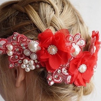 [STOCK TERBATAS] AKSESORIS FASHION HAIRPIECE HEADPIECE PENGANTIN MERAH HWR006