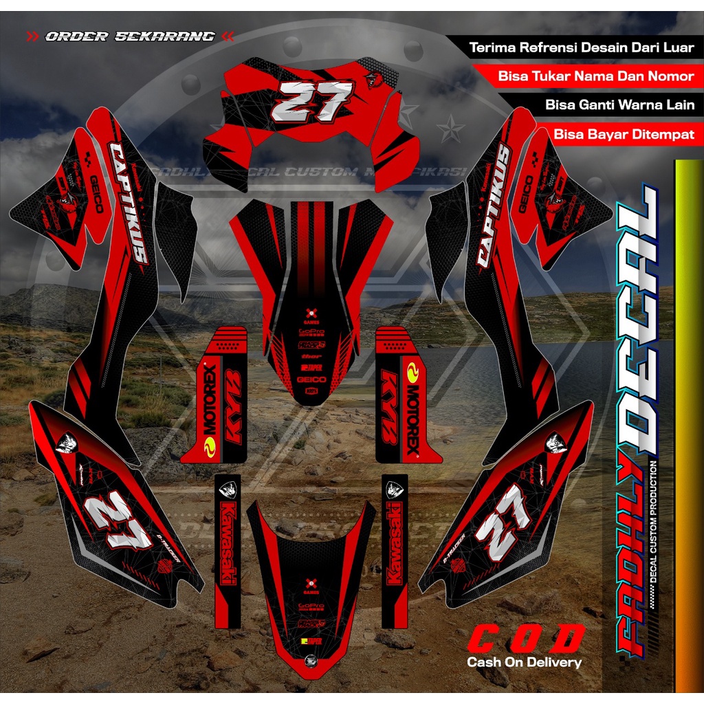 Decal Dtracker New Merah Hitam  Sticker Fullbody keren...(Baca deskripsi)