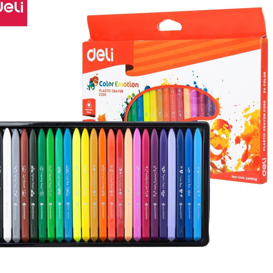 

✾☆SILAHKAN BELI✭Deli Krayon Plastik Plastic Crayon Ergonomis Ergonomic 24C 8 120mm PP EC20020✓