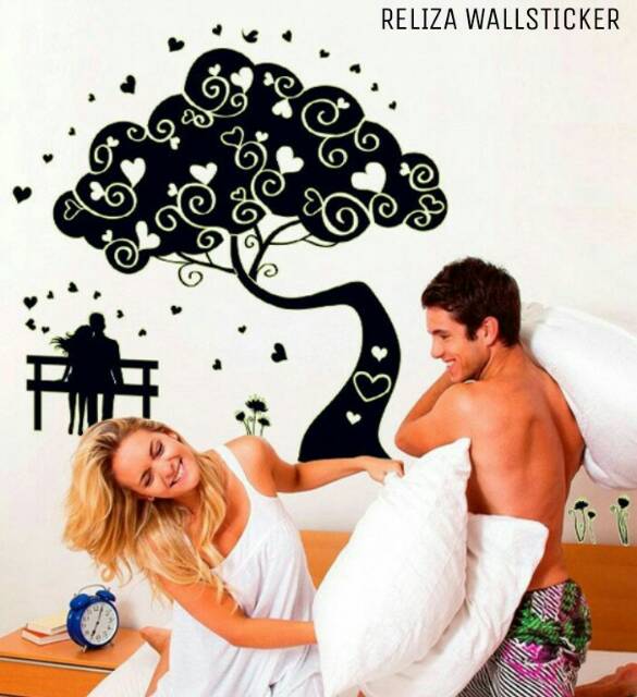 RELIZA Wall Sticker / Stiker Dinding 60X90 POHON GLOW IN THE DARK  LOVE TREE ABQ9610