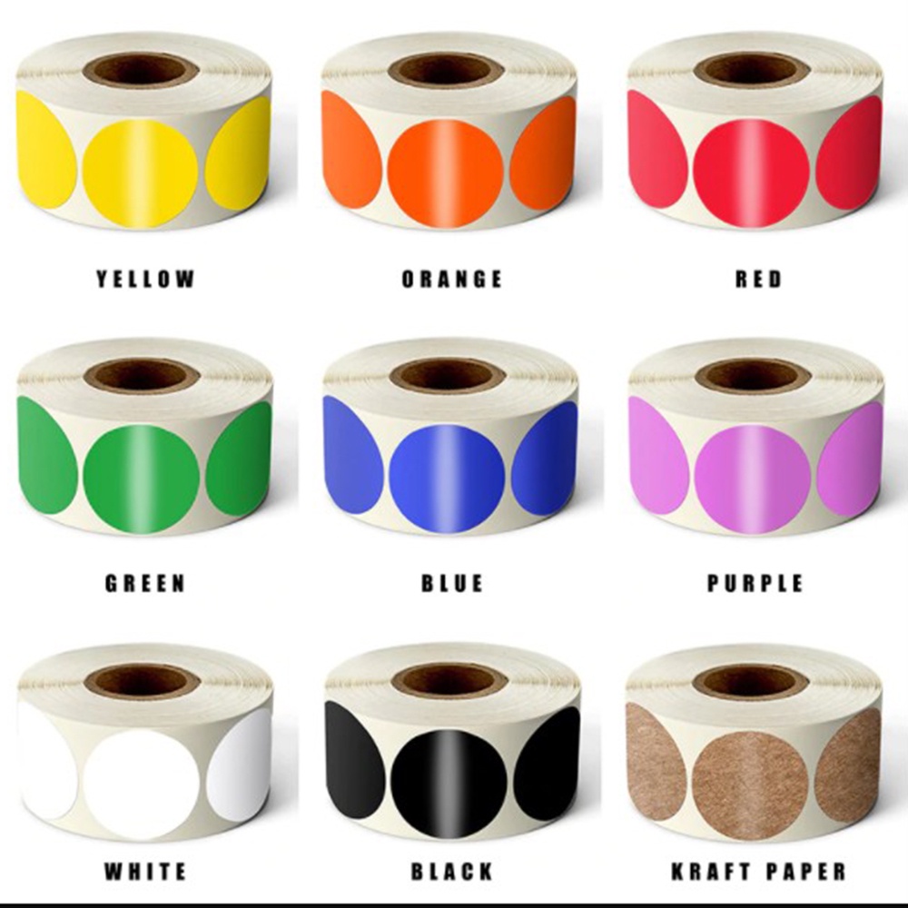 QUINTON Kraft paper Dot Labels Stickers Pink Color Labels Stickers Mark stickers Office School Supplies Yellow Blue Black Stationery Green Chroma Label Stickers/Multicolor