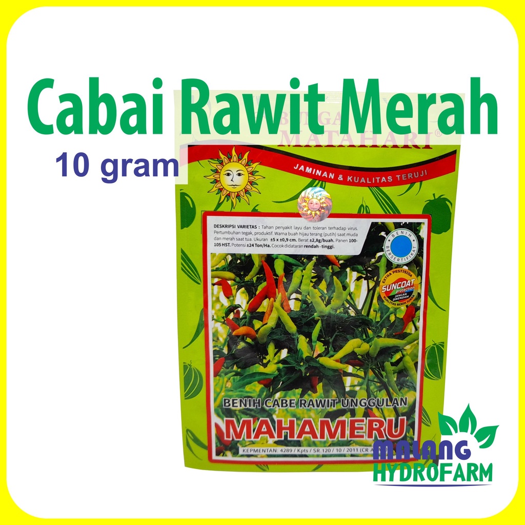 Benih Cabai Rawit Merah Mahameru Cap Bunga Matahari Bibit Hydroponik Hidroponik Biji Cabe Putih