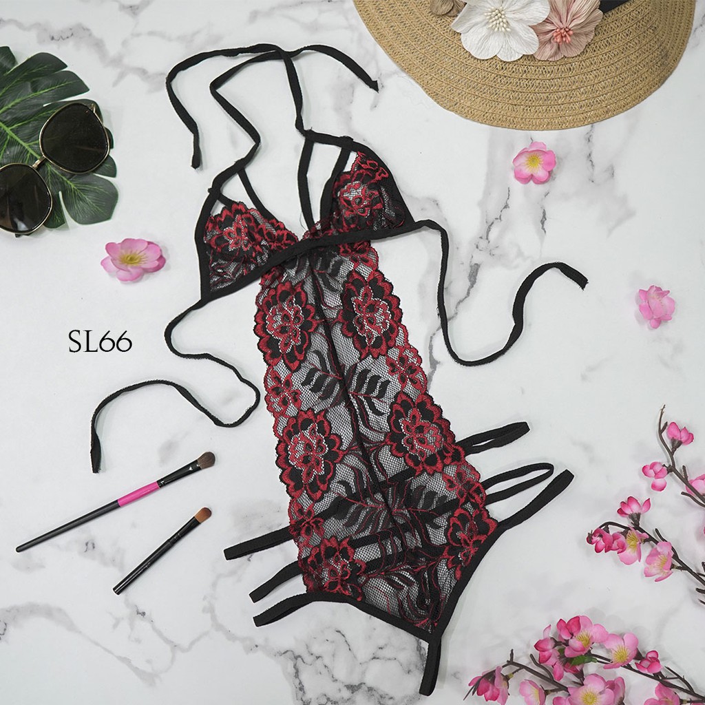 [READY STOCK] SLEEPWEAR SEXY BAJU TIDUR TRANSPARAN LINGERIE ONEPIECE HITAM SL66