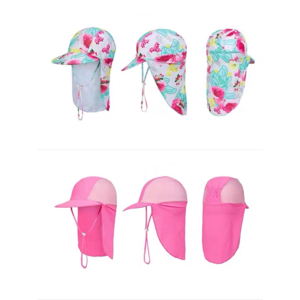 topi renang anak topi pantai cewek perempuan bayi swimming flat hat 6bln-8th SPF50+