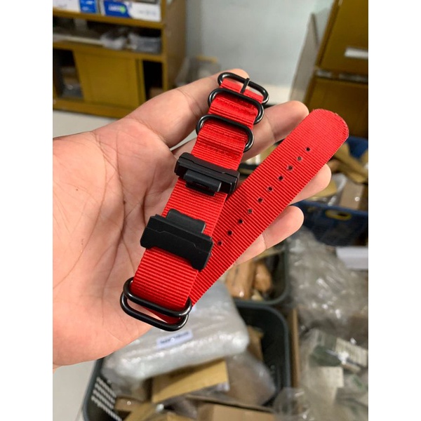 Strap Tali Jam Tangan G shock Adptor Zulu strap Merah 22MM