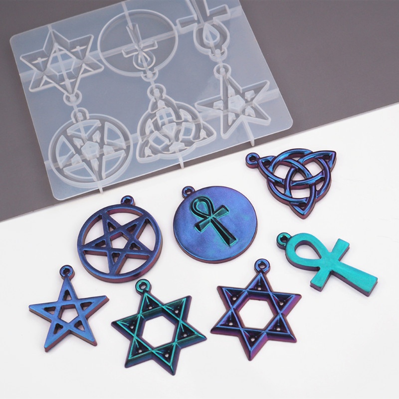 SIY  Magic Hexagram Spiritual Amulet Pendant Resin Casting Mold Celtics Pentagrams Pentacle Star Mold Jewelry Making Tools