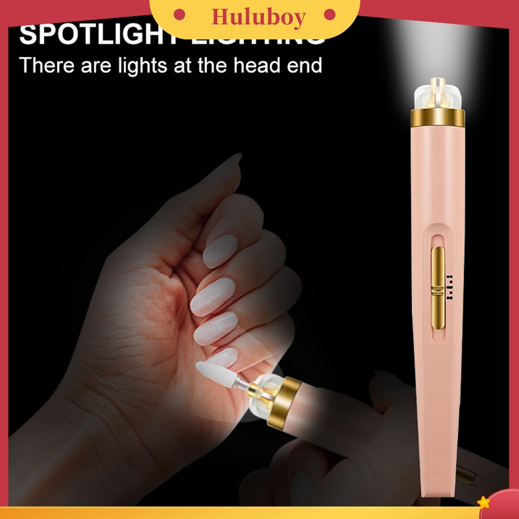 Huluboy Huluboy♡ Set Alat Kikir Kuku Elektrik Multifungsi Dengan Lampu LED Untuk Salon / Manicure / Pedicure