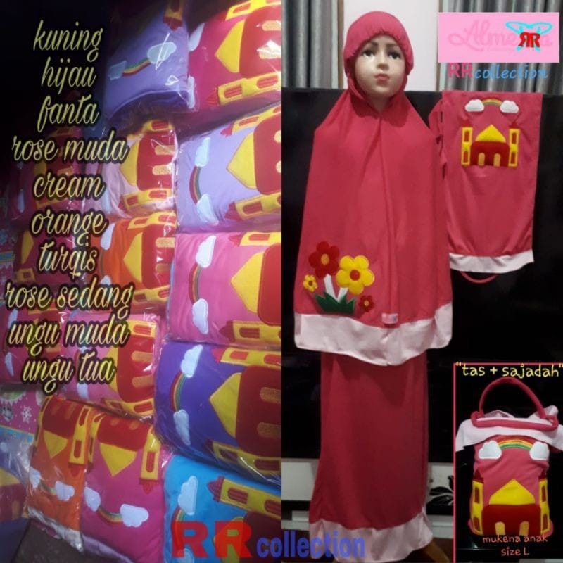 Mukena anak / mukena border / anak / bahan kaos premium estimasi 5-8 tahun