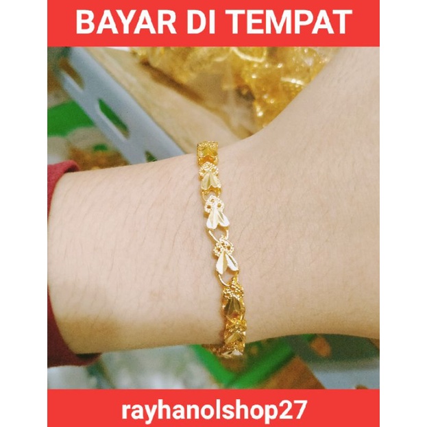 Terbaru dari RO-27 Gelang Tangan love love rangkai cantik dan gelang kaki Rantai lipan lapis emas 24k pria wanita lapis emas gold dan silver