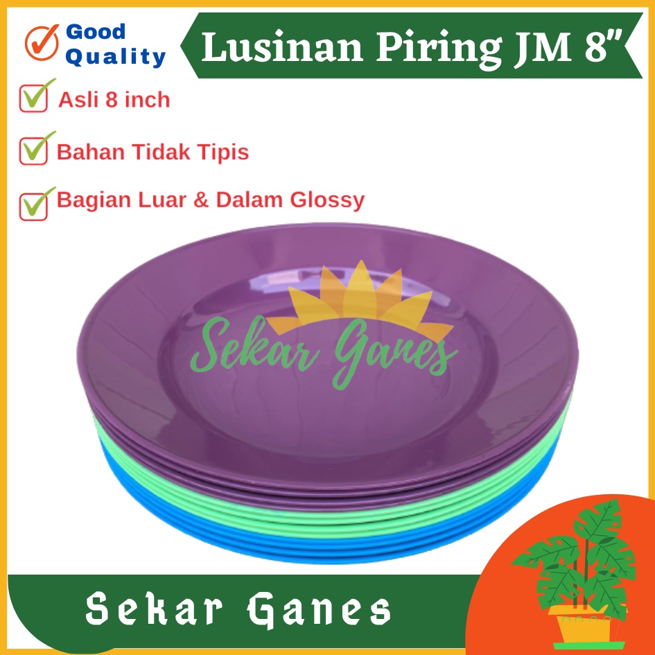 LUSINAN Piring Plastik JM 8 Inch Warna Biru Hijau Ungu - Piring Kecil Besar Set Makan Plastik Acara Pesta Melamin Rotan Murah Lusinan 1 Lusin Putih Murah Termurah