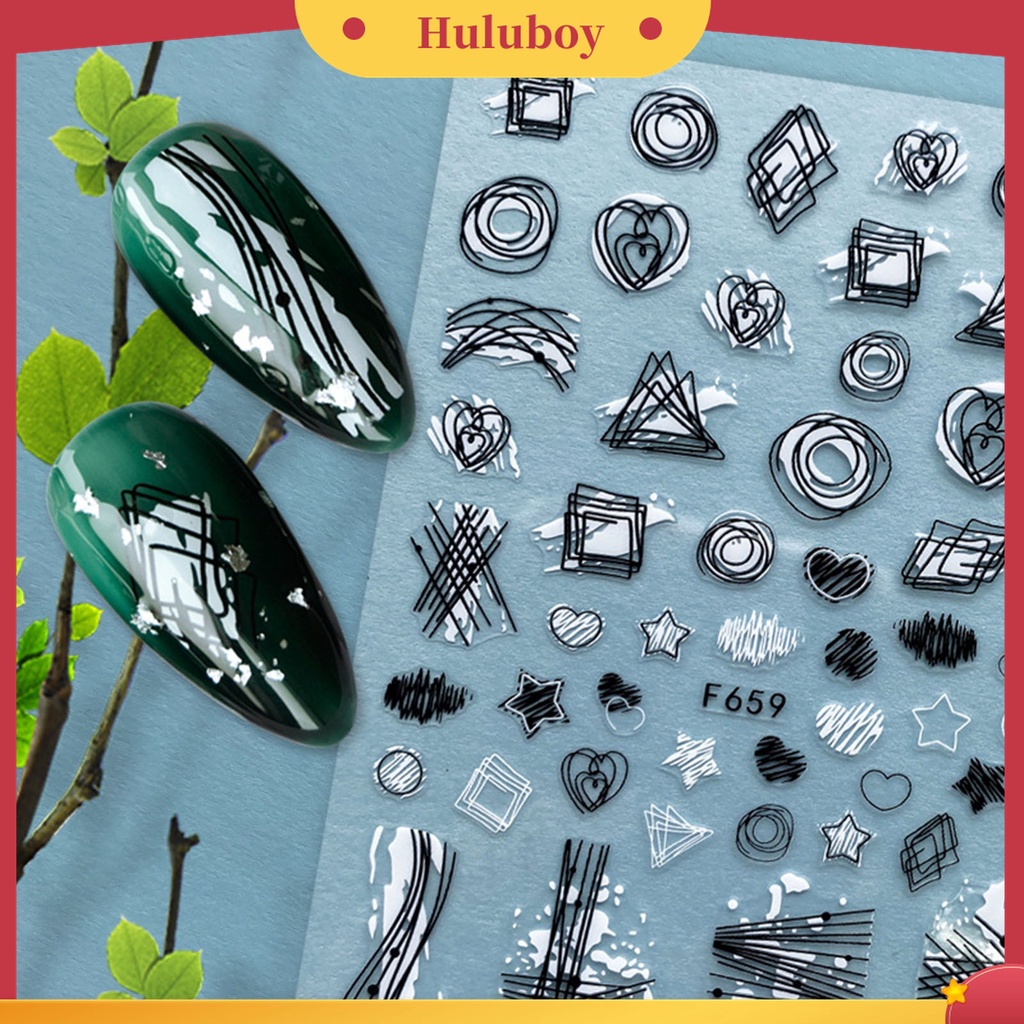 Huluboy Huluboy♡ 2pcs Stiker Kuku 3D Multifungsi Motif Daun Kelapa Untuk Dekorasi Nail Art