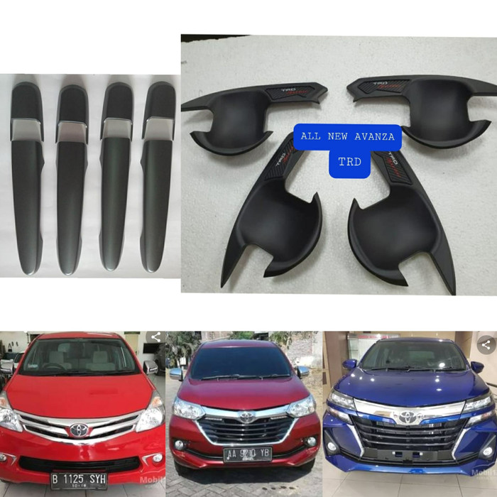 Cover handle PINTU + outer MANGKOK LOGO TRD TOYOTA ALL NEW AVANZA 2012-2021 HITAM DOFF