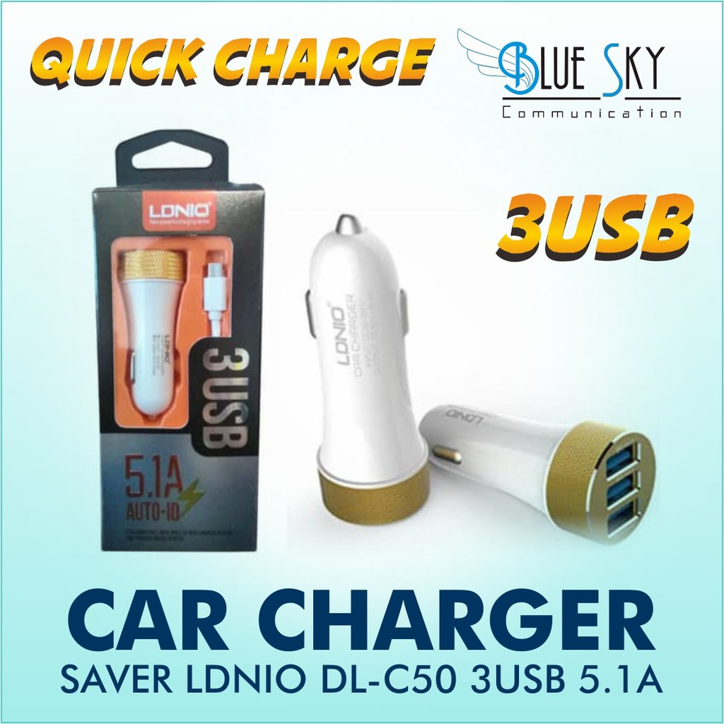 SAVER CAR CHARGER LDNIO DL-C50 3 USB 5.1A QUALCOMM 3.0