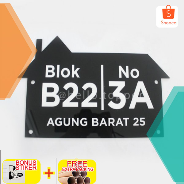 

no rumah acrylik TIMBUL & STIKER CUTING 30X20 cm - dasar putih STIKER CUTING Keren