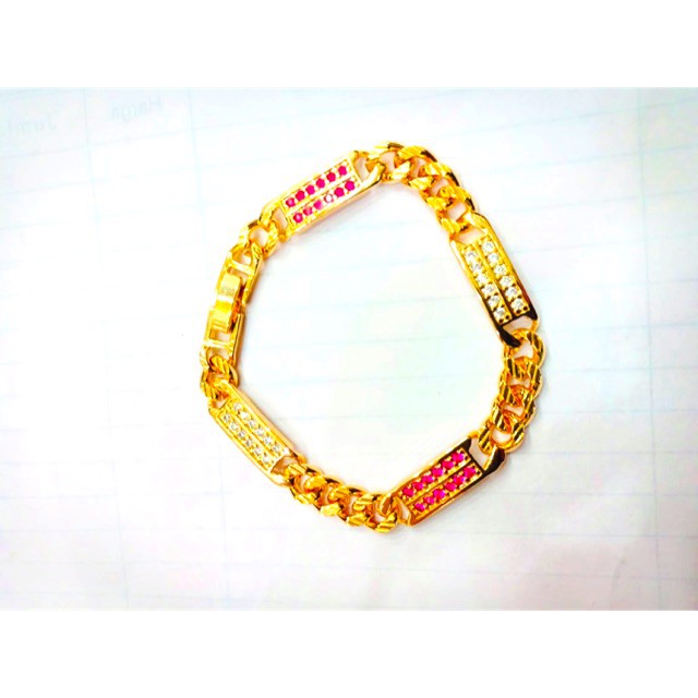 Gelang rante plat mata merah / yaxiya / xuping / lapis emas