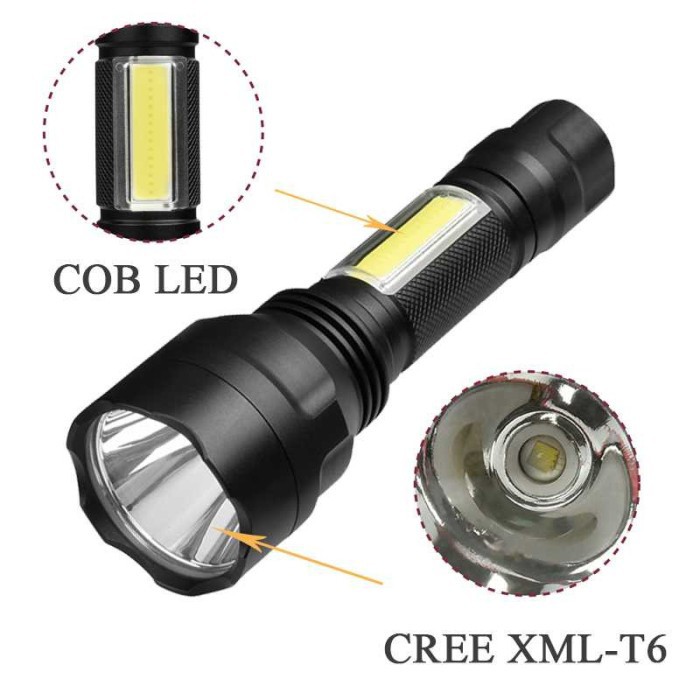 Senter LED Torch Multifungsi Cree XM-L T6 COB 3800 Lumens C8 -SN20