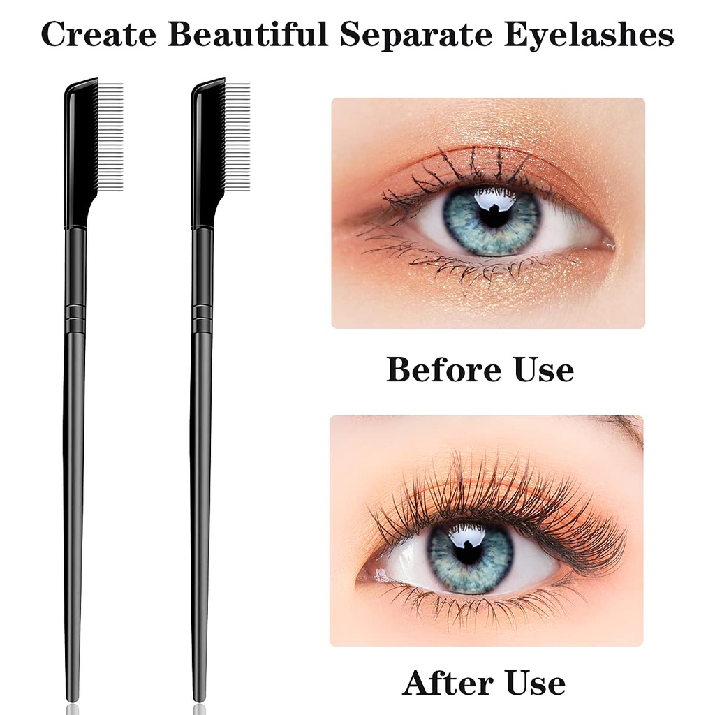 RPB Eyelash Comb Sisir Alis Sisir Bulu Mata - Lash Brush Separator - Eyelashes Separator Curler Makeup Mascara Applicator, Eyelash Grooming Brushes Metal Teeth, Eye Makeup Brush Tools