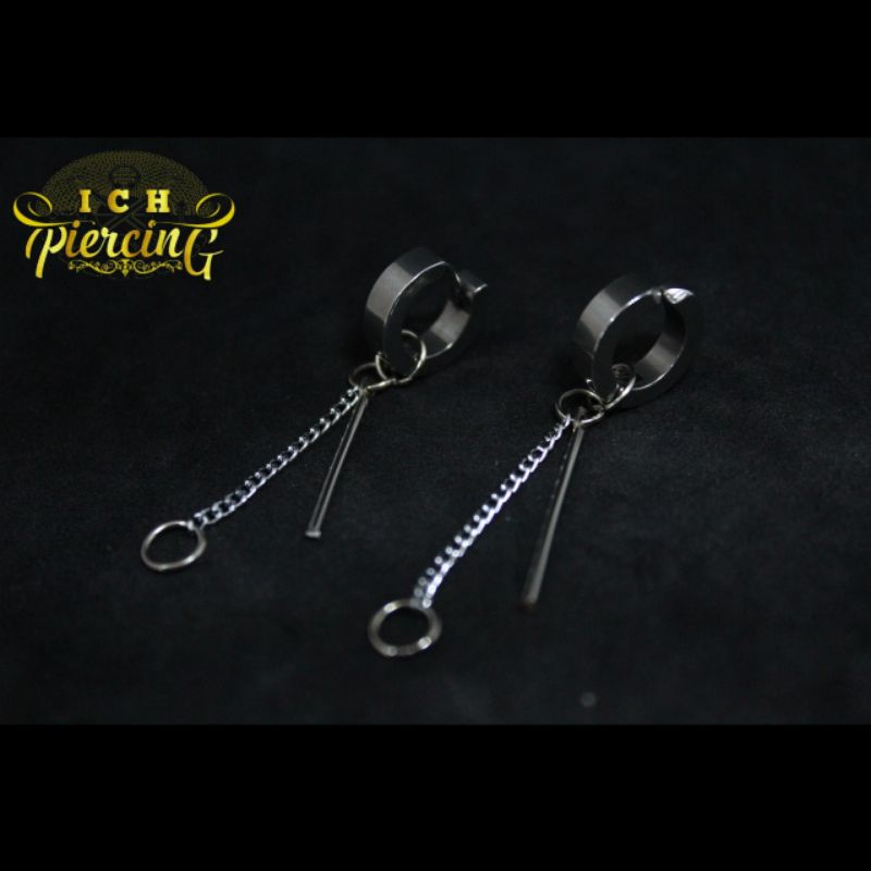 IP-AQ anting tindik dan jepit Korea /anting jepit model batang rante Korea /anting Korea pria wanita