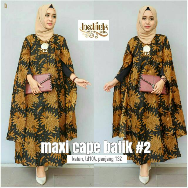 MAXI CAPE BATIK MURAH DRESS PANJANG CAPE BATIK MOTIF PARI HITAM MURAH DRESS CAPE MURAH MODERN