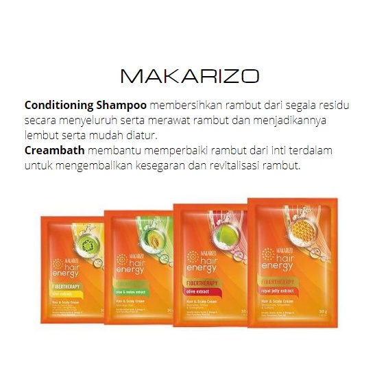 KINDSTORE❤ | SACHET FIBERTHERAPY Makarizo Hair Energy Creambath &amp; Scalp Cream 30gr &amp; 60gr