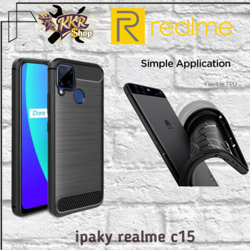 case ipaky carbon realme c15 hitam premium