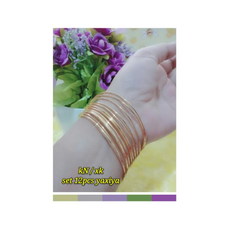 Perhiasan xuping sepuh emas 18 k gelang  kroncong 12pcs