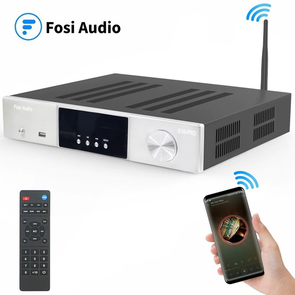 Fosi Audio Bluetooth 5.0 Stereo Home Audio Power Amplifier DAC HiFi TPA3251D2 with Remote - E10 PRO - Black