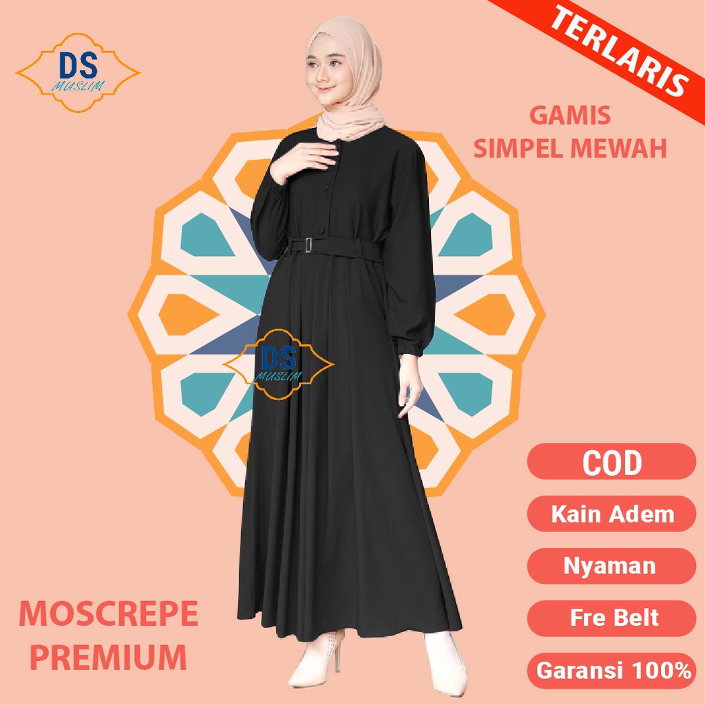 Gamis remaja Pesta Mewah Kekinian Premium Jumbo Syari Wanita Terbaru 2021 Polos Hitam Putih Modern