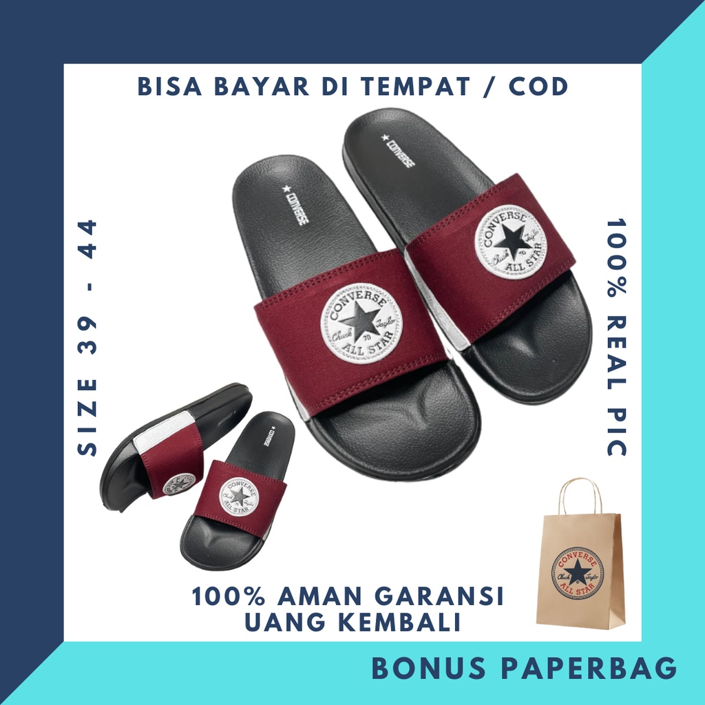 SANDAL CONVERSE ALL STAR SLIDE SLIP ON SENDAL SPORT PRIA WANITA PREMUIM