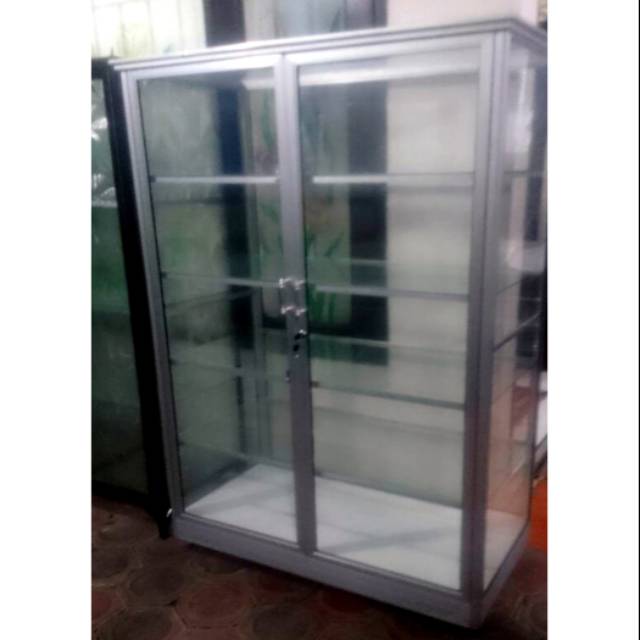 Etalase Aluminium Kaca Pintu Kupu Tarung 100-160