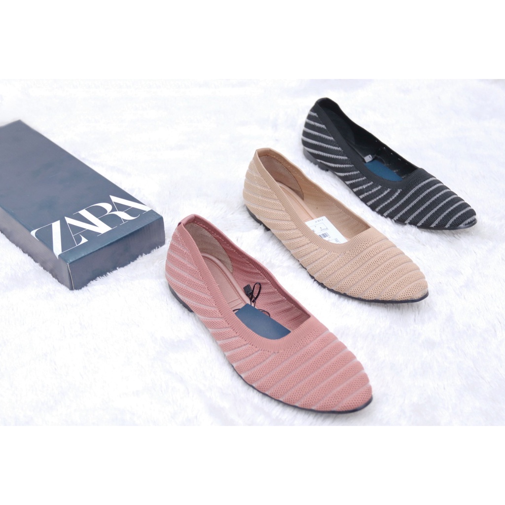 Sepatu Wanita Flat Zara Original Rajut Flyknitt Flatshoes Cewek Zara Terbaru Sepatu Wanita Original
