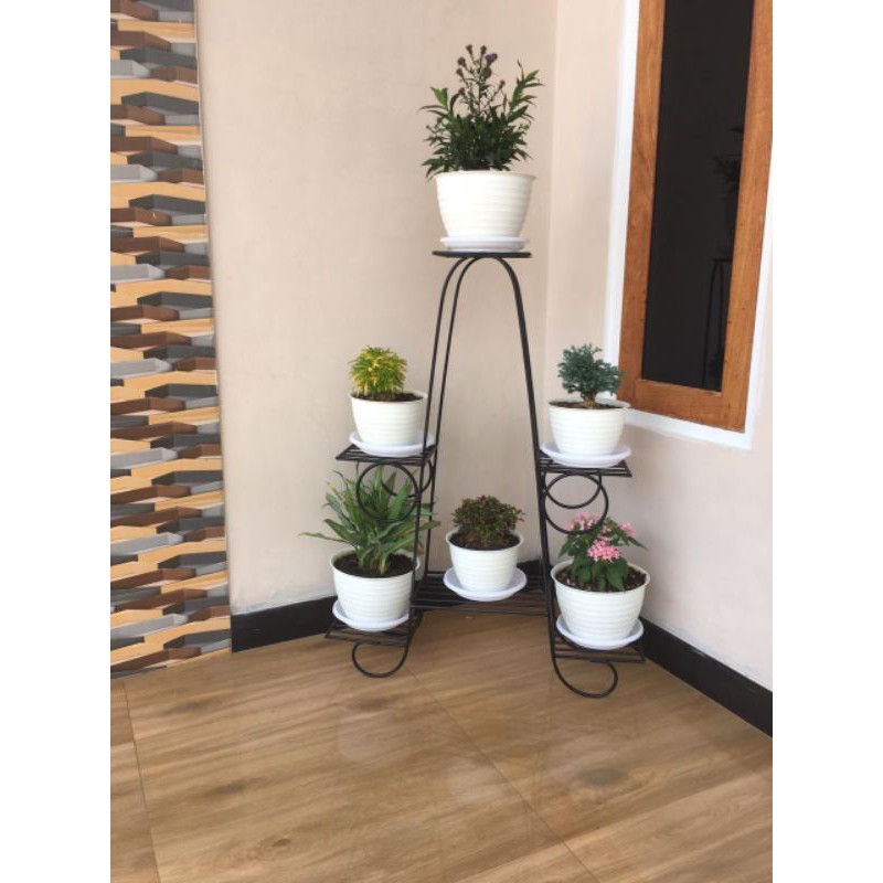 Rak Pot Dekorasi Besi-Rak Bunga Besi 6 susun-Rak Bunga Hias Unik