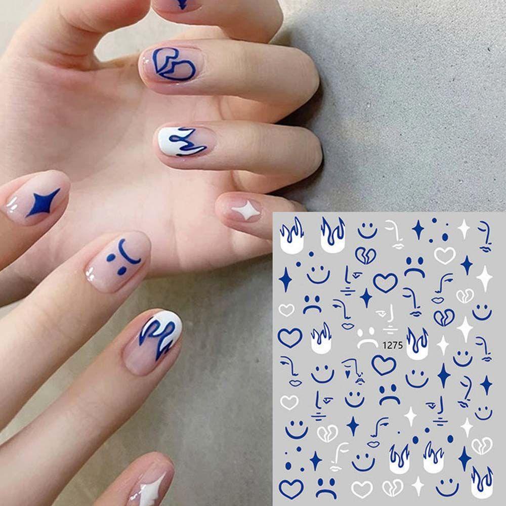 MXBEAUTY Stiker Nail Art Anti Air Smiley Face Bintang Love DIY Dekorasi Nail Art