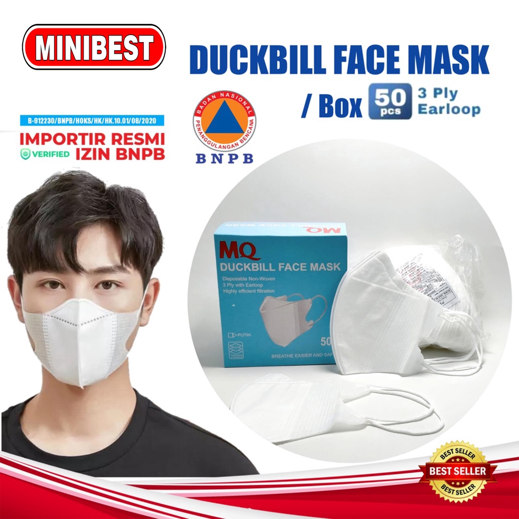 NEW Masker Duckbill Warna Medis 3ply Earloop Disposable Face Mask Duckbill Medical Grade Isi 50Pcs