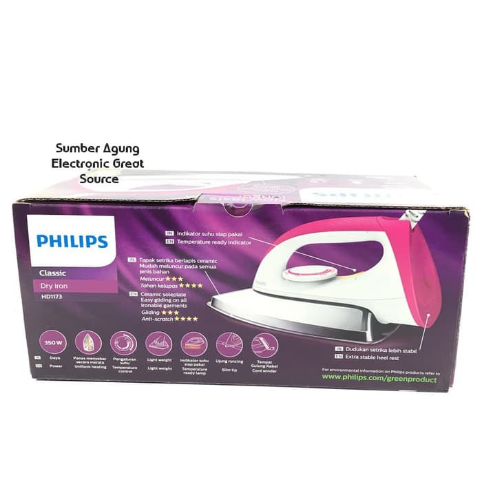 Seterika Philips Classic 350W HD1173 Garansi Resmi 2 Tahun Tahan Lama