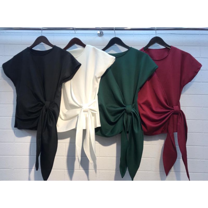 Baju wanita blouse wanita scuba merah maroon biru navy sg008 fashion trendy-4