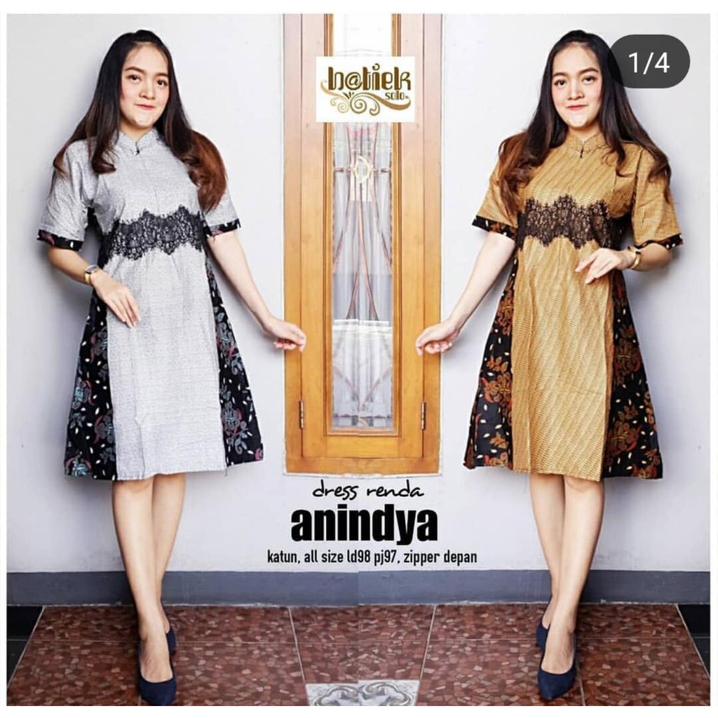 Couple Lolita Brokat Batik Midi Dress Renda Anindya Midi Brokat Bruklat Sarimbit Cantik Pesta Gaul