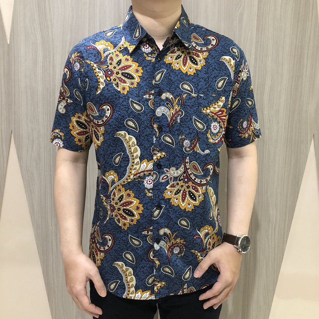 [GRIDLINE - Regular] Kemeja Batik Pria Katun Lengan Pendek Regular R025 R111