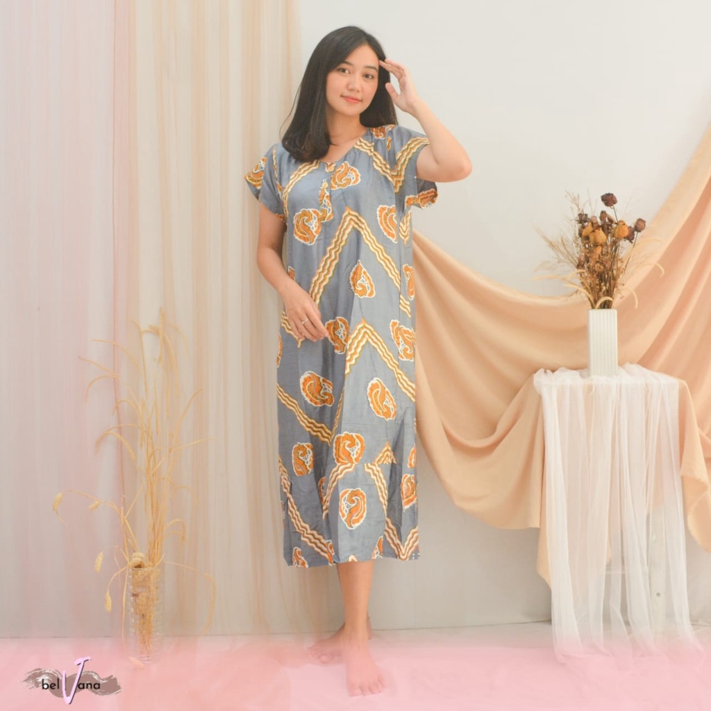 Daster Ruffle | Rufle | Viral Rayon Handprint Busui Friendly Dan Non Busui Fit XXL-[RFL] R