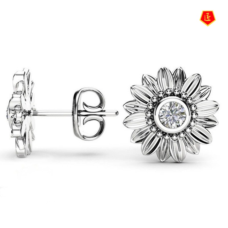 [Ready Stock]New Simple Elegant Sunflower Stud Earrings 18K Gold