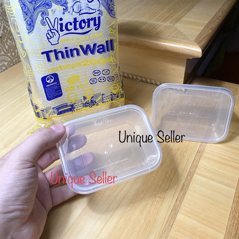 Thinwall Rectangle 200 ml Victory isi 25 pcs / Thinwall Persegi Panjang 200ml Victory / Thinwal Rectangle 200 ml / Thinwall Thinwal Kotak 200ml / Food Container 200 ml