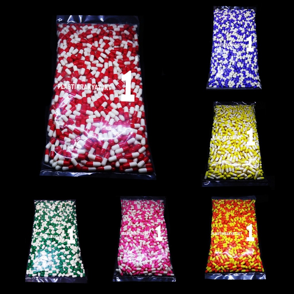 Kapsul Kosong Warna Ukuran 1 isi 1000 butir / Cangkang Kapsul ukuran 1 Warna Kapsulindo Halal