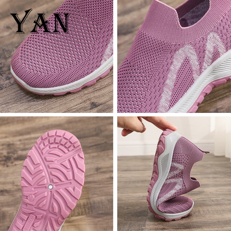 YAN Sepatu Sneakers Wanita Mode Kasual Sepatu Slip-On