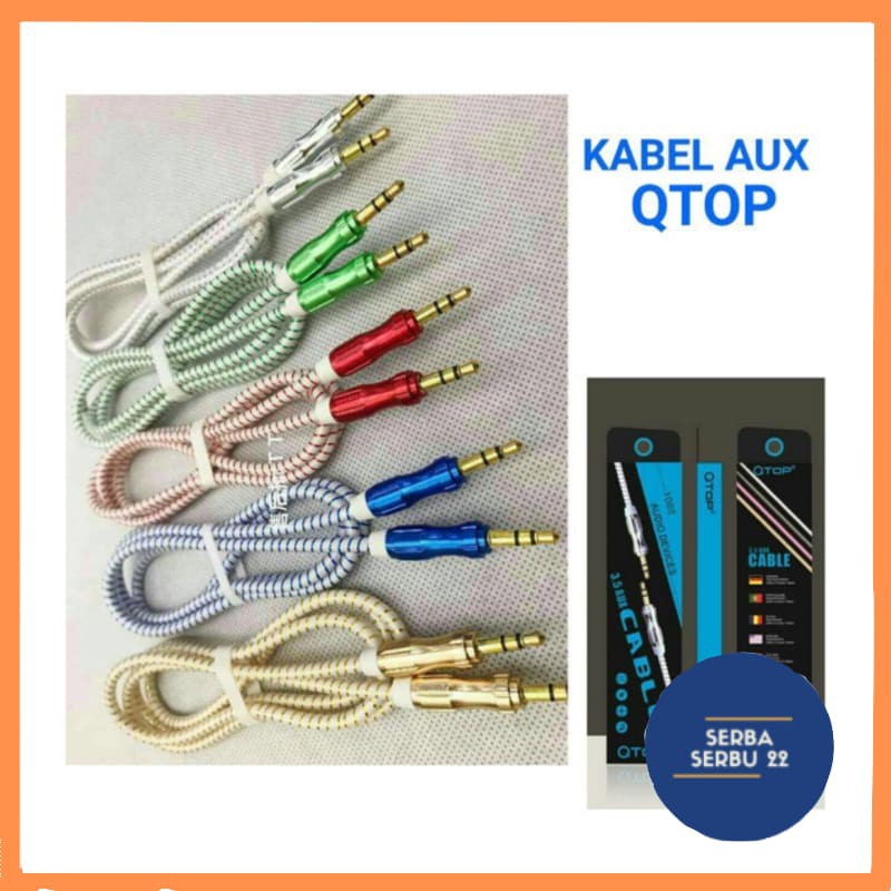 KABEL AUX 1M QTOP 1x1 / kabel audio QTOP 1x1 panjang 1M high quality