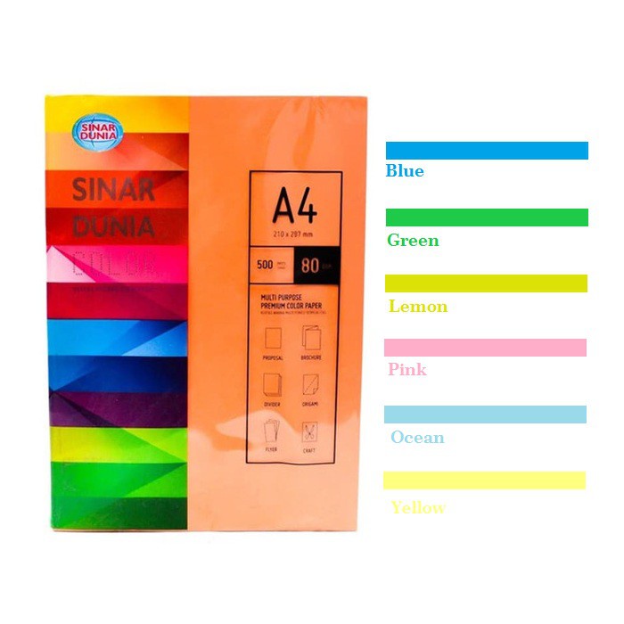 

SIDU Sinar Dunia Kertas Print Fotocopy Warna A4 80 (Rim)